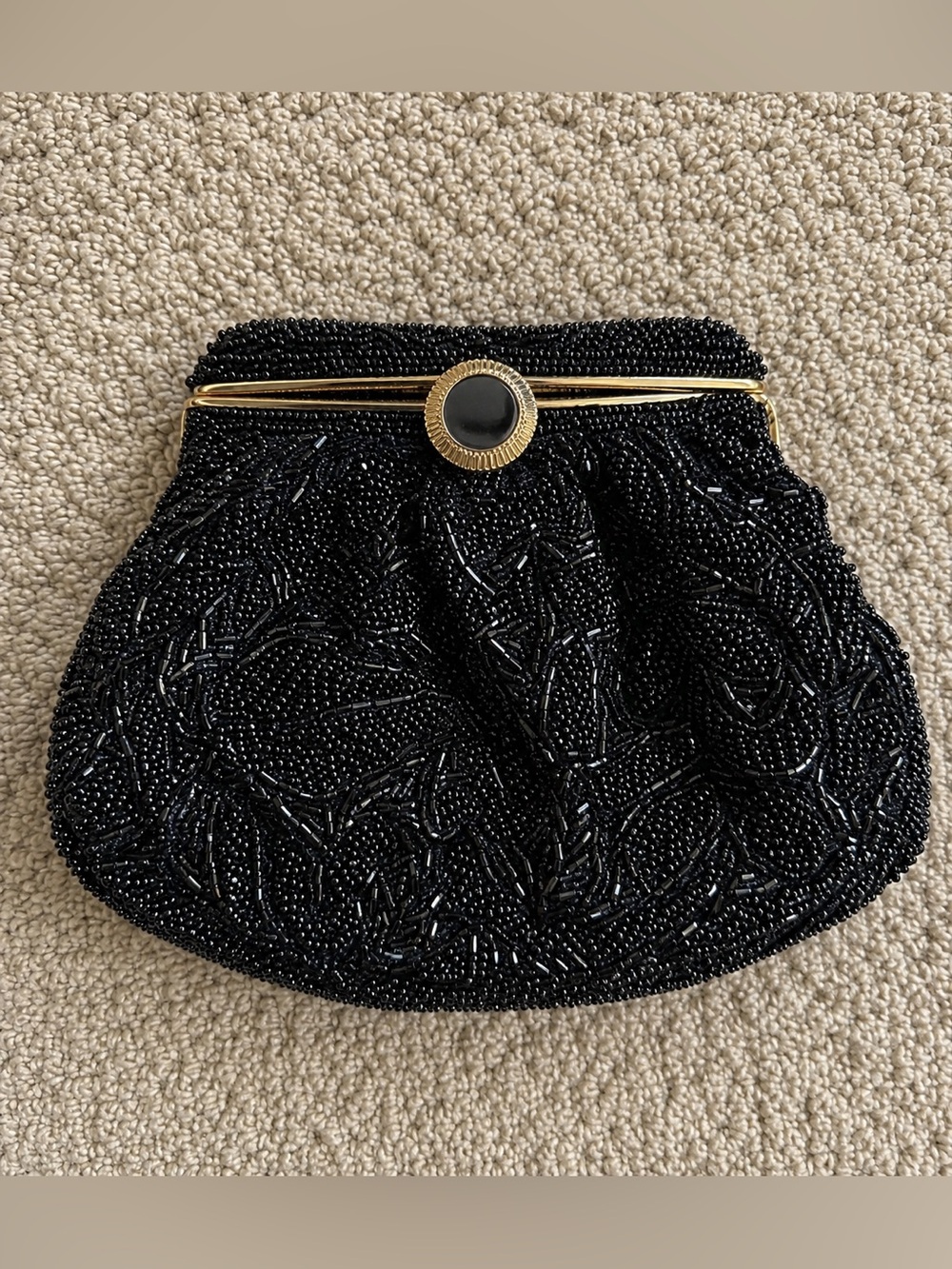 Black & Gold Vintage Beaded Evening Bag